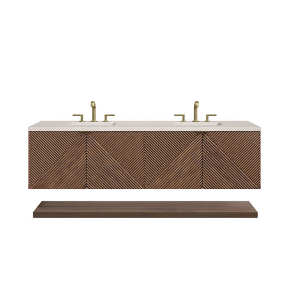 Renovate for Less Atlanta Marcello 72" Double Vanity, Chestnut w/ 3 CM Eternal Marfil Top, view 2