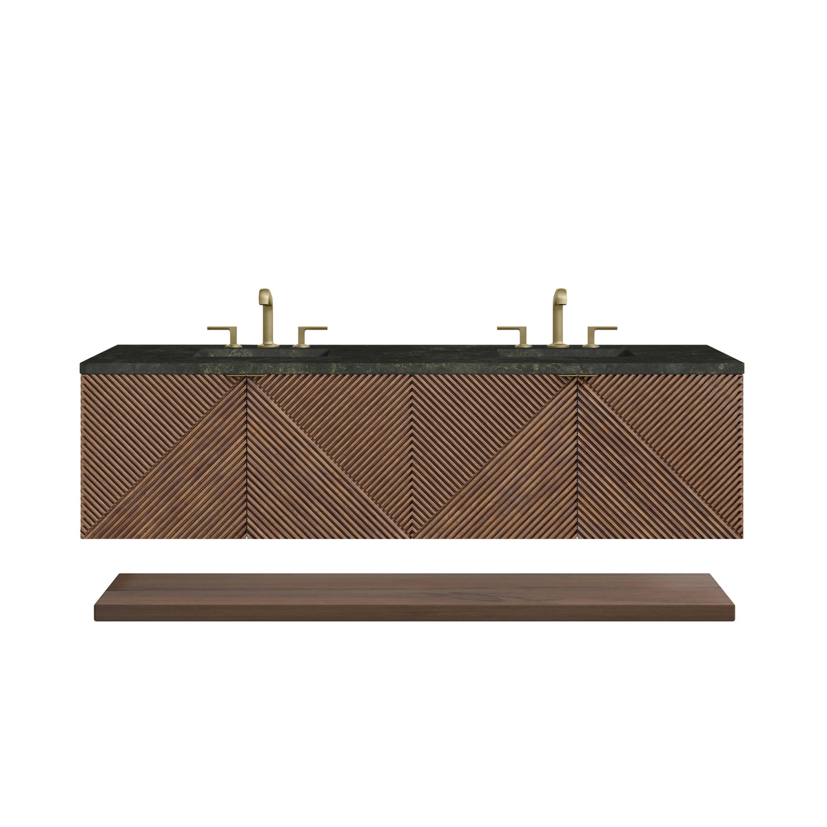 Marcello 72" Double Vanity, Chestnut, w/ 3 CM Phantome Eclos Top