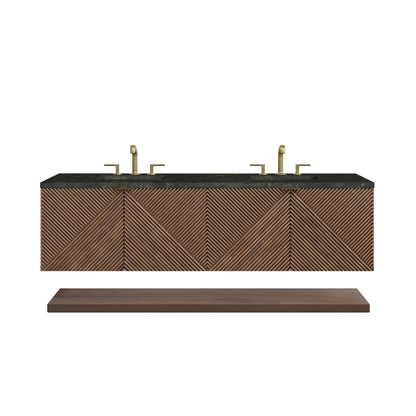 Marcello 72" Double Vanity, Chestnut, w/ 3 CM Phantome Eclos Top
