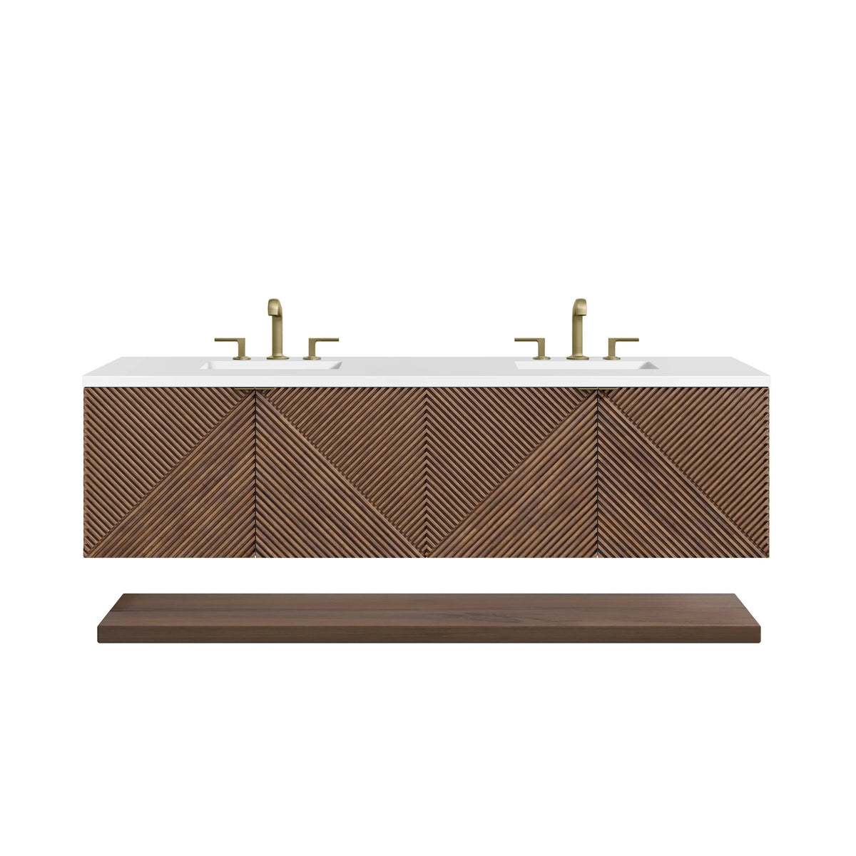Marcello 72" Double Vanity, Chestnut w/ 3 CM White Zeus Top, view 2