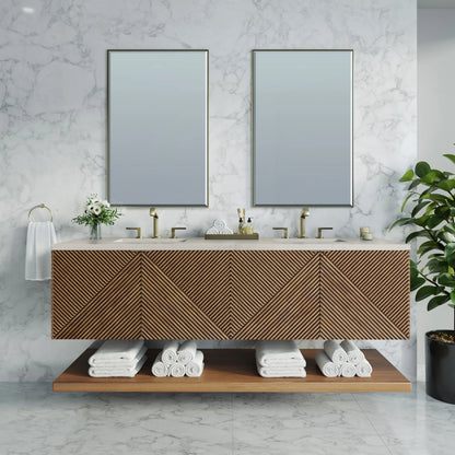 Marcello 72" Double Vanity, Chestnut, w/ 3 CM Siberian Silestone Top w/FreePower Wireless Charger, view 4
