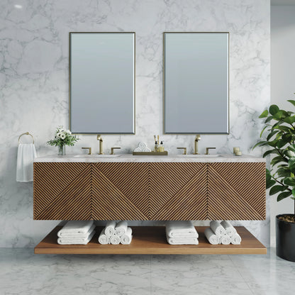 Marcello 72" Double Vanity, Chestnut w/ 3 CM Victorian Silver Top w/FreePower Wireless Charger, view 5