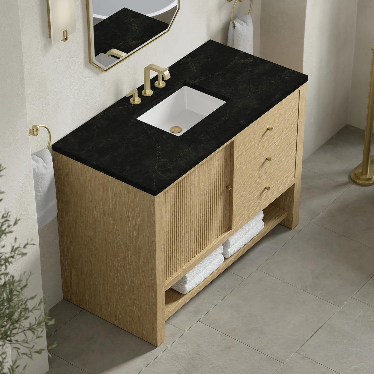 Marigot 48" Single Vanity, Sunwashed Oak, w/ 3 CM Phantome Eclos Top, view 7
