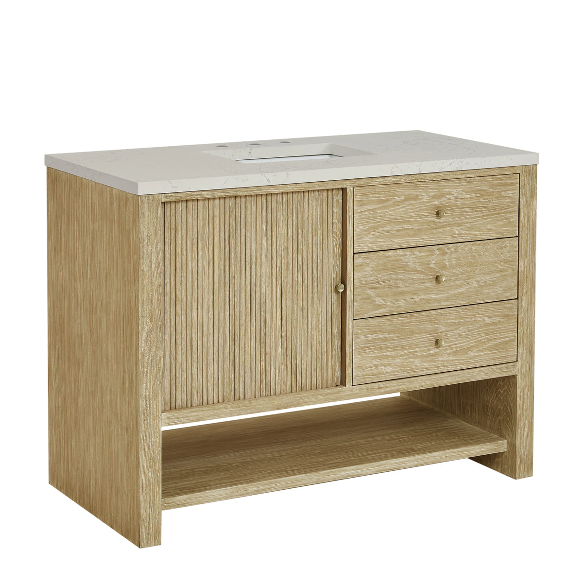 Marigot 48" Single Vanity, Sunwashed Oak, w/ 3 CM Siberian Silestone Top, view 11