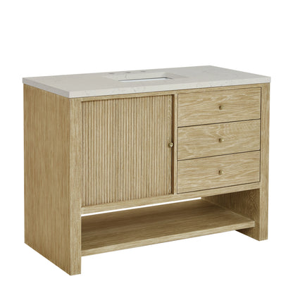 Marigot 48" Single Vanity, Sunwashed Oak, w/ 3 CM Siberian Silestone Top, view 11