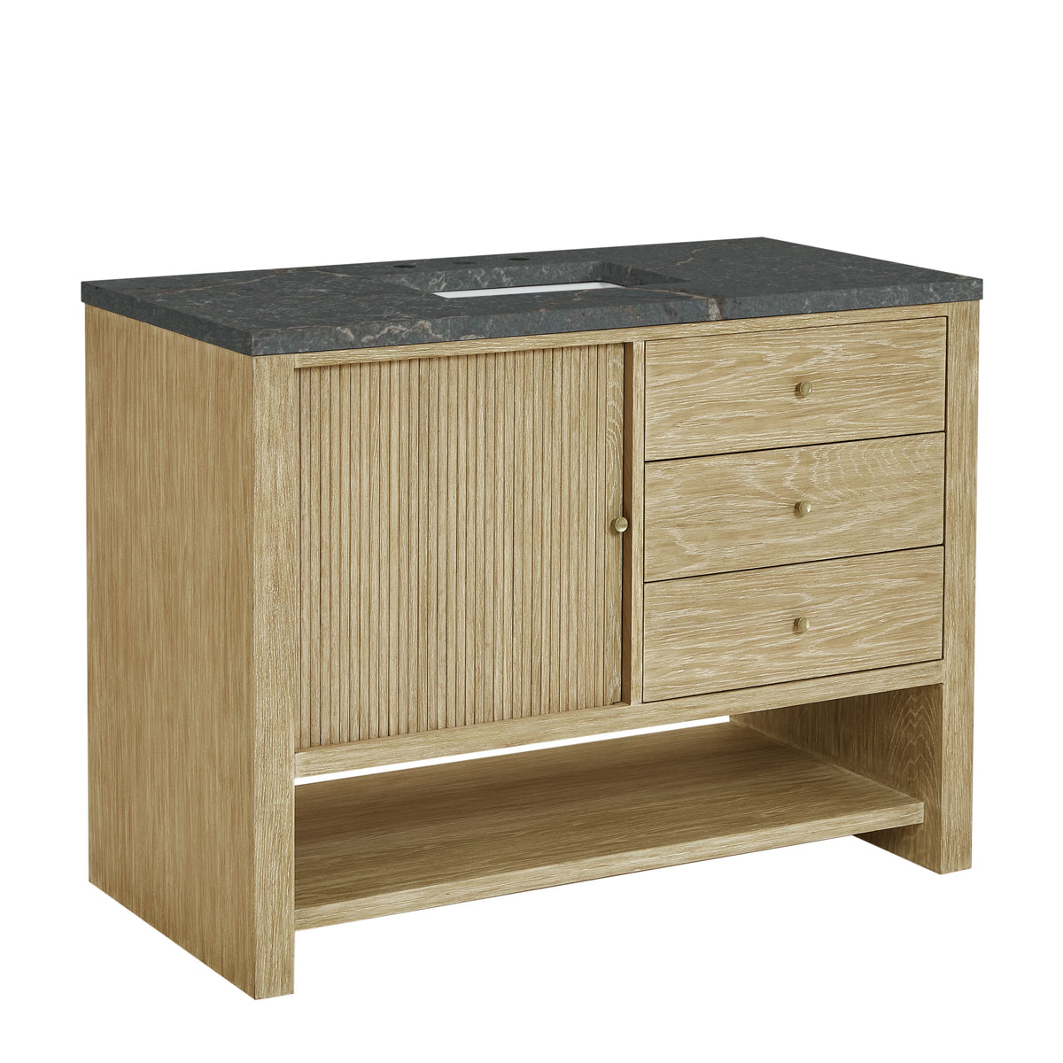 Marigot 48" Single Vanity, Sunwashed Oak w/ 3 CM Parisien Bleu Silestone Top w/ FreePower Wireless Charger, view 14