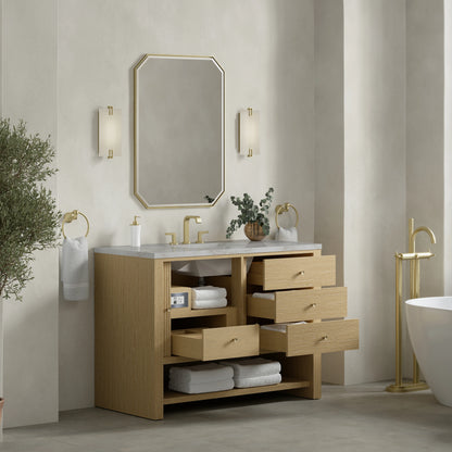 Marigot 48" Single Vanity, Sunwashed Oak w/ 3 CM Victorian Silver Silestone Top w/ FreePower Wireless Charger, view 7