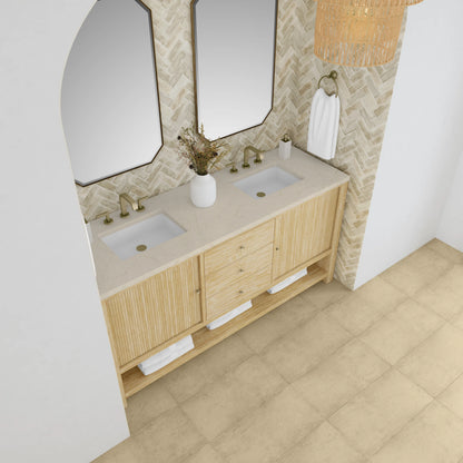 Renovate for Less Atlanta Marigot 72" Double Vanity, Sunwashed Oak w/ 3 CM Eternal Marfil Silestone Top, view 7