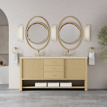 Marigot 72" Double Vanity, Sunwashed Oak w/ 3 CM Lime Delight Silestone Top, view 3