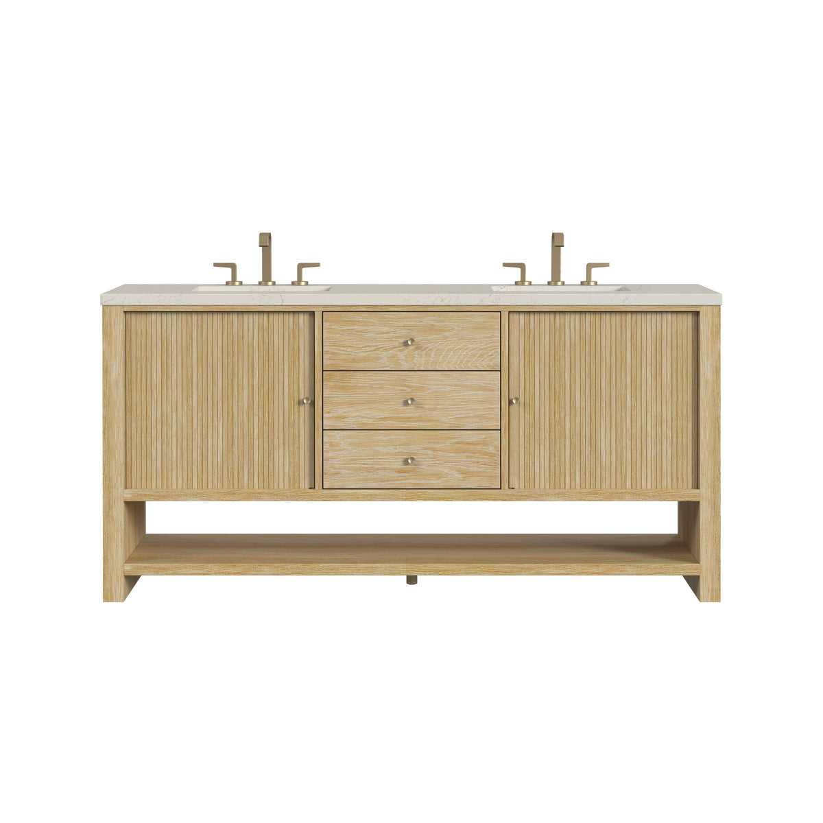 Marigot 72" Double Vanity, Sunwashed Oak, w/ 3 CM Siberian Silestone Top