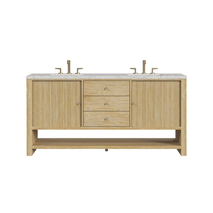 Marigot 72" Double Vanity, Sunwashed Oak w/ 3 CM Eternal Jasmine Pearl Silestone Top w/ FreePower Wireless Charger