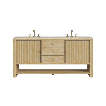 Marigot 72" Double Vanity, Sunwashed Oak, w/ 3 CM Tajnar Eclos Top w/FreePower Wireless Charger