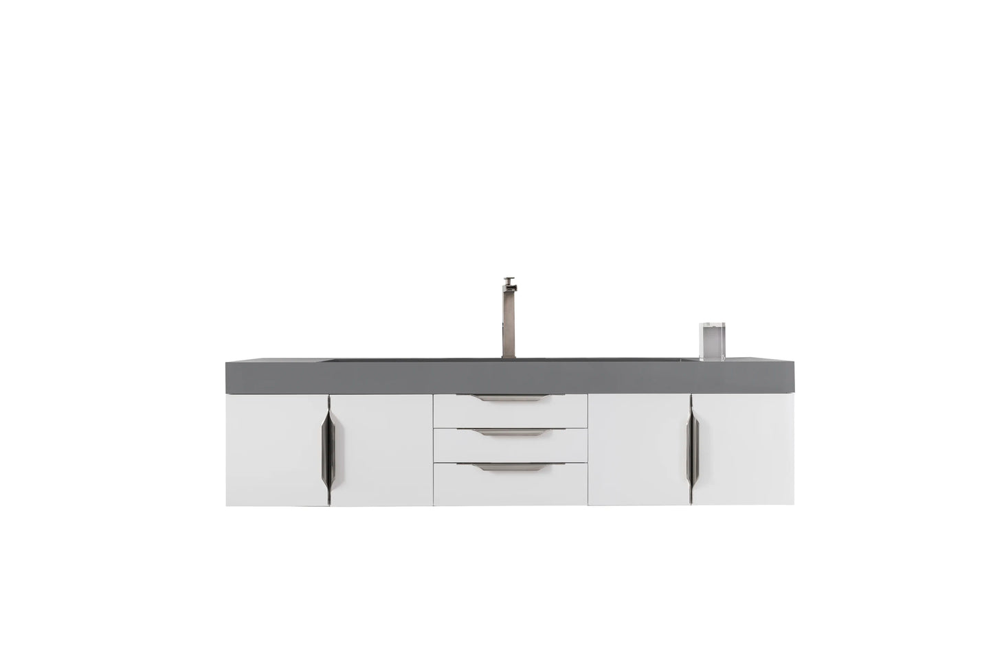Renovate for Less Atlanta Mercer Island 72" Single Vanity, Glossy White w/ Dusk Grey Glossy Composite Stone Top