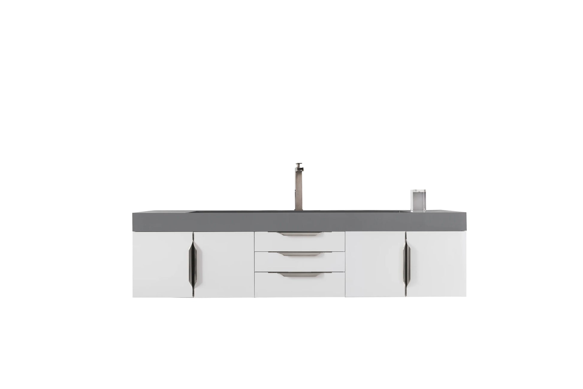 Renovate for Less Atlanta Mercer Island 72" Single Vanity, Glossy White w/ Dusk Grey Glossy Composite Stone Top