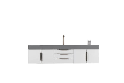 Renovate for Less Atlanta Mercer Island 72" Single Vanity, Glossy White w/ Dusk Grey Glossy Composite Stone Top
