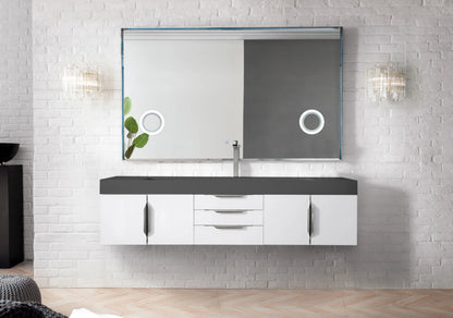 Renovate for Less Atlanta Mercer Island 72" Single Vanity, Glossy White w/ Dusk Grey Glossy Composite Stone Top, view 2