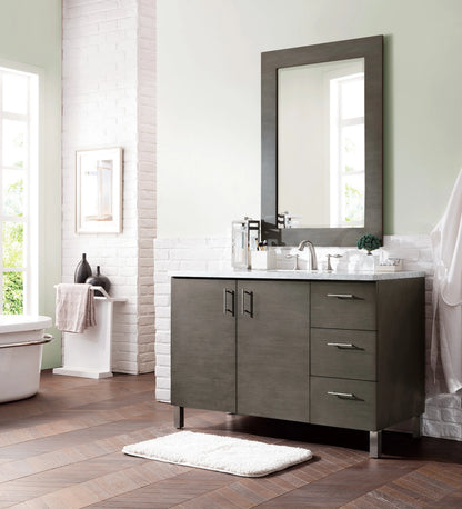 Renovate for Less Atlanta Metropolitan 48" Single Vanity, Silver Oak w/ 3 CM Carrara Marble Top, view 3