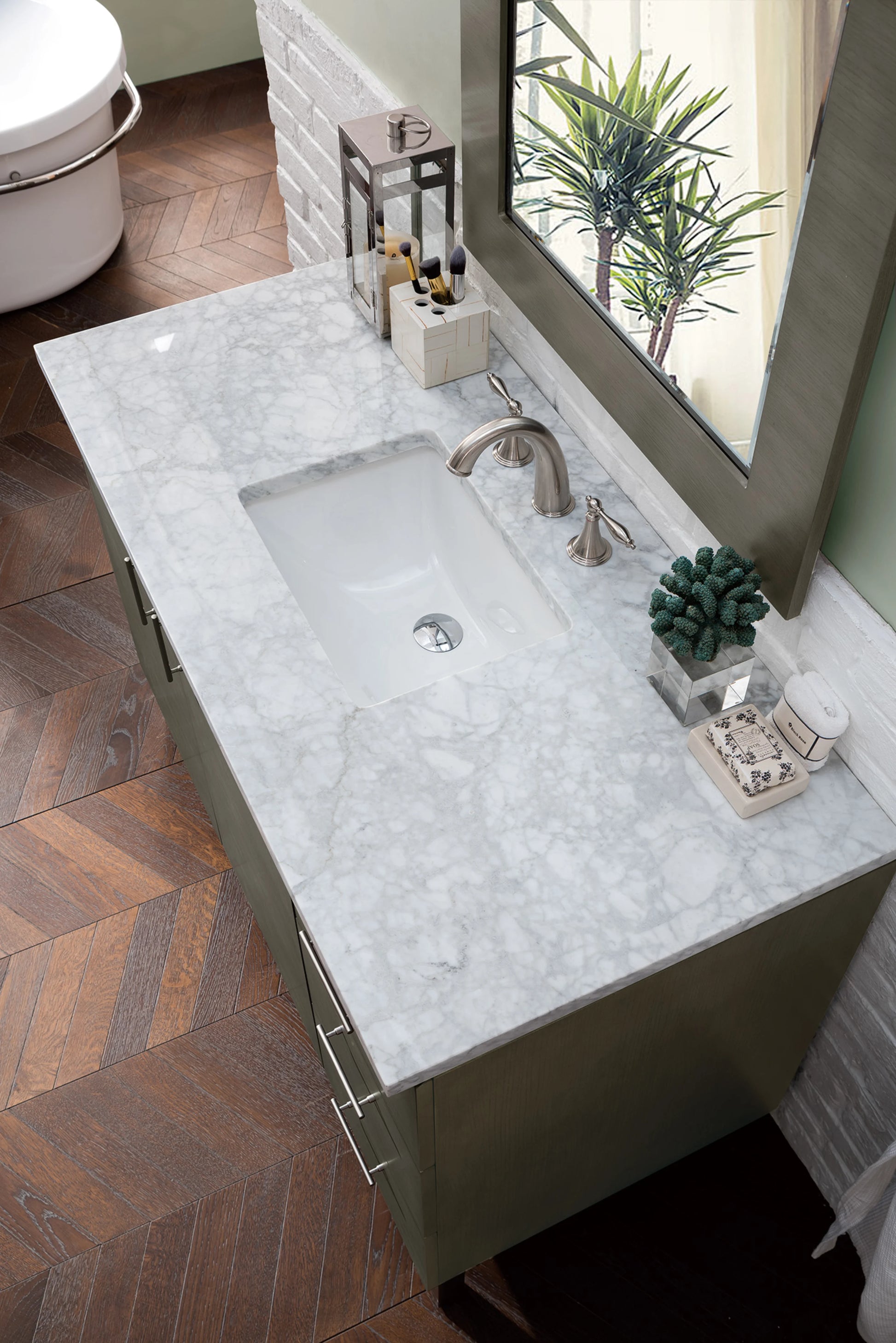 Renovate for Less Atlanta Metropolitan 48" Single Vanity, Silver Oak w/ 3 CM Carrara Marble Top, view 5