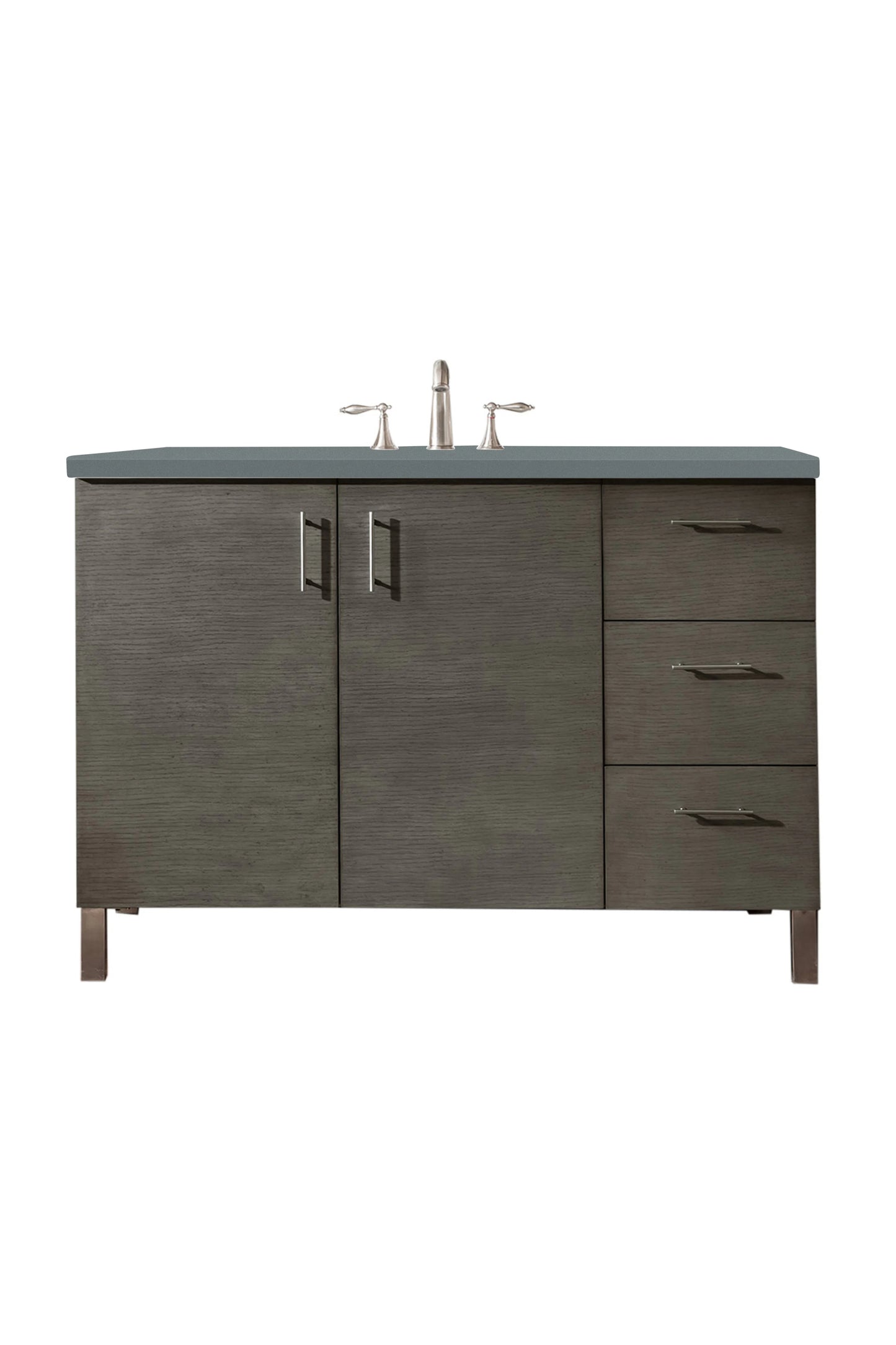Renovate for Less Atlanta Metropolitan 48" Single Vanity, Silver Oak w/ 3 CM Cala Blue Silestone Top