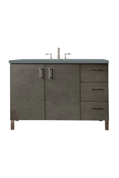 Renovate for Less Atlanta Metropolitan 48" Single Vanity, Silver Oak w/ 3 CM Cala Blue Silestone Top