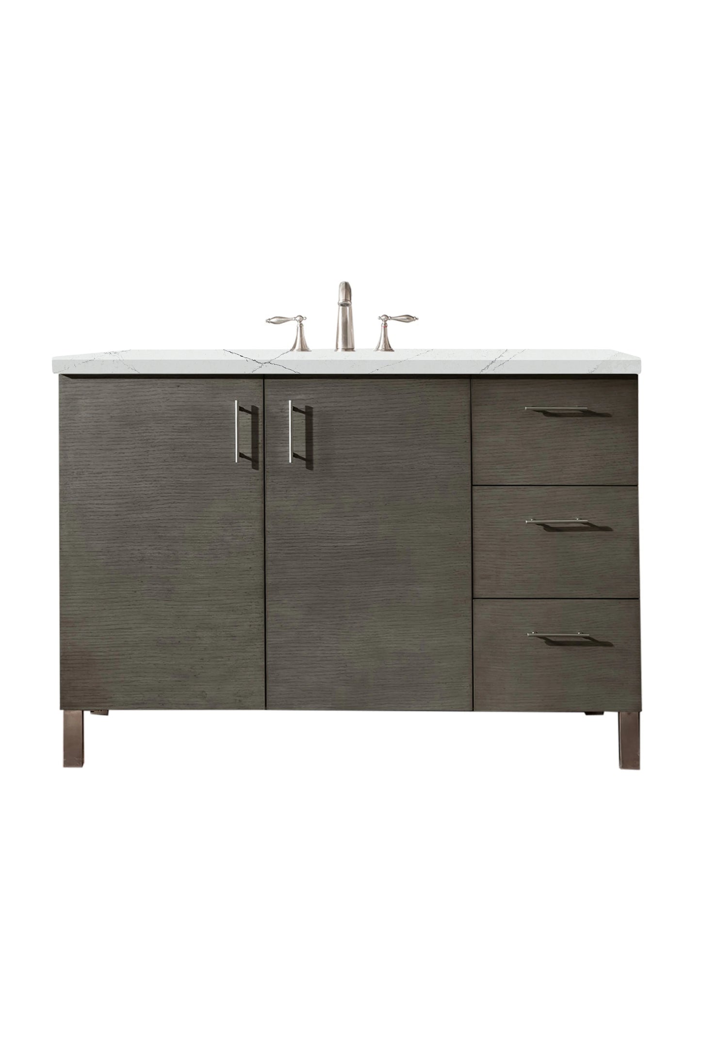 Renovate for Less Atlanta Metropolitan 48" Single Vanity, Silver Oak w/ 3 CM Ethereal Noctis Silestone Top