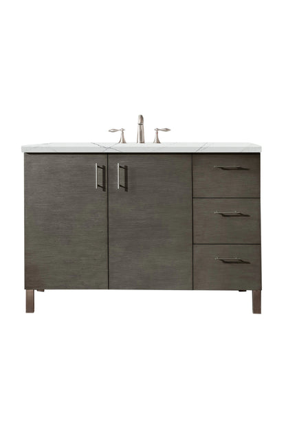 Renovate for Less Atlanta Metropolitan 48" Single Vanity, Silver Oak w/ 3 CM Ethereal Noctis Silestone Top