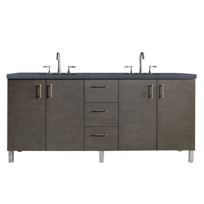 Metropolitan 72" Double Vanity, Silver Oak w/ 3 CM Charcoal Soapstone Silestone Top