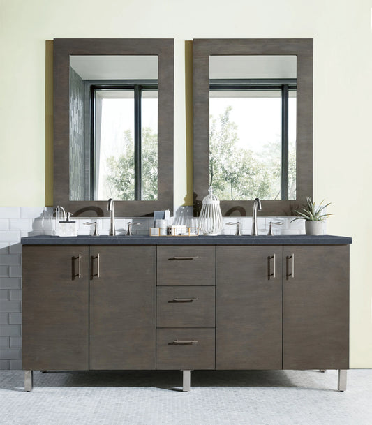 Metropolitan 72" Double Vanity, Silver Oak w/ 3 CM Charcoal Soapstone Silestone Top, view 2