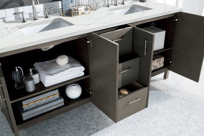 Renovate for Less Atlanta Metropolitan 72" Double Vanity, Silver Oak w/ 3 CM Ethereal Noctis Silestone Top, view 4