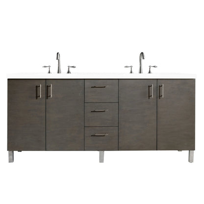 Renovate for Less Atlanta Metropolitan 72" Double Vanity, Silver Oak w/ 3 CM White Zeus Silestone Top