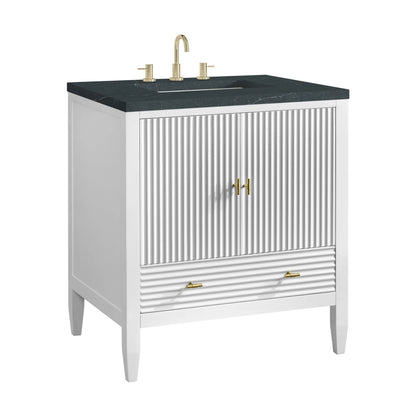 Myrrin 30" Single Vanity, Bright White w/ 3 CM Charcoal Soapstone Silestone Top, view 10