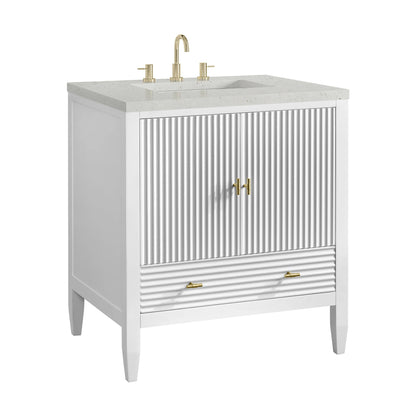 Myrrin 30" Single Vanity, Bright White w/ 3 CM Lime Delight Silestone Top, view 10