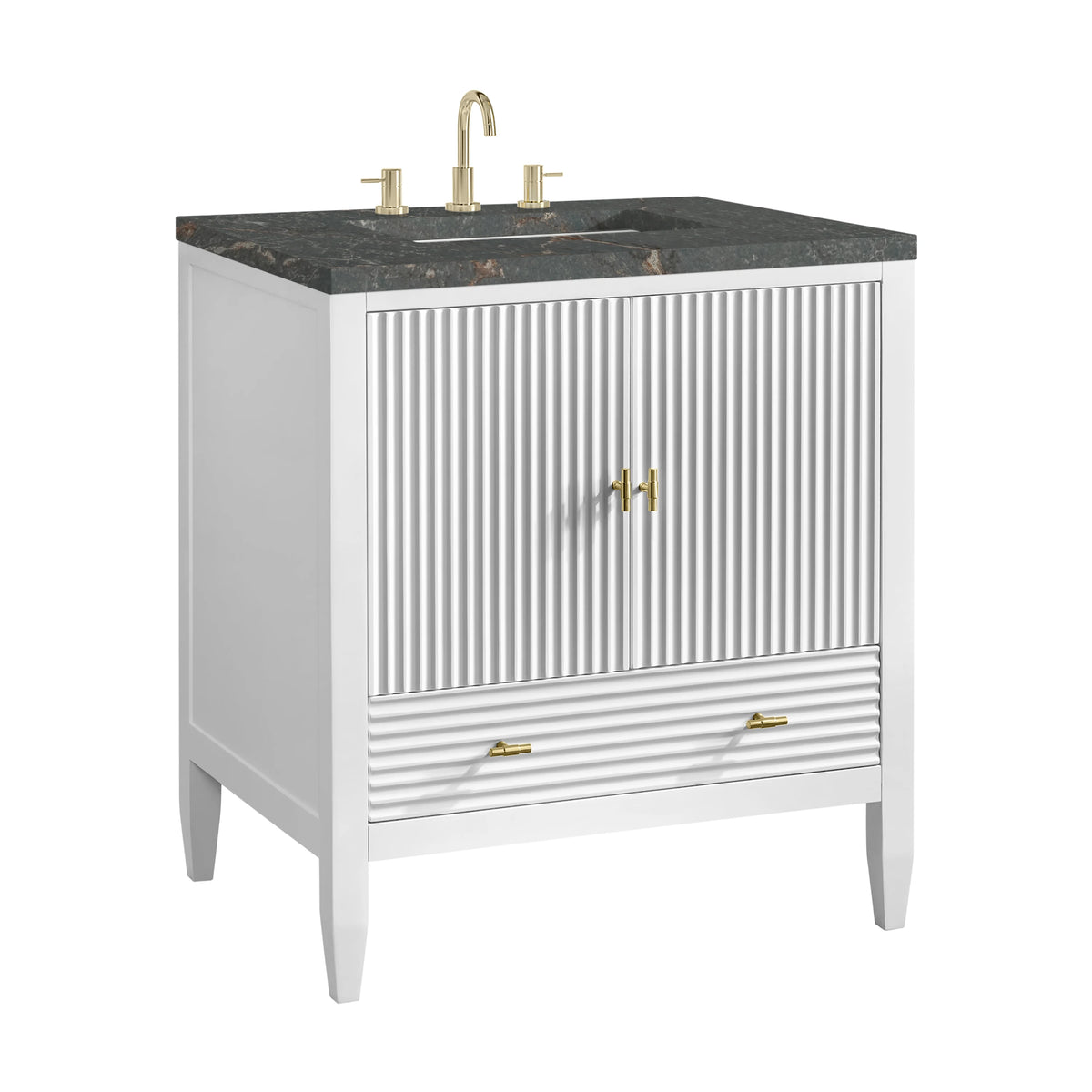 Myrrin 30" Single Vanity, Bright White w/ 3 CM Parisien Bleu Silestone Top, view 10