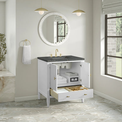 Myrrin 30" Single Vanity, Bright White w/ 3 CM Parisien Bleu Silestone Top, view 5