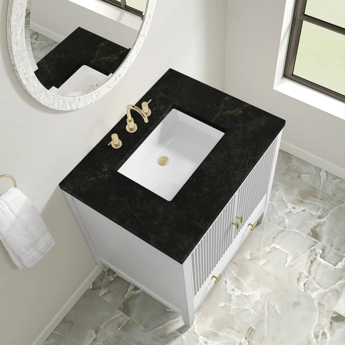 Myrrin 30" Single Vanity, Bright White w/ 3 CM Phantome Eclos Top, view 11