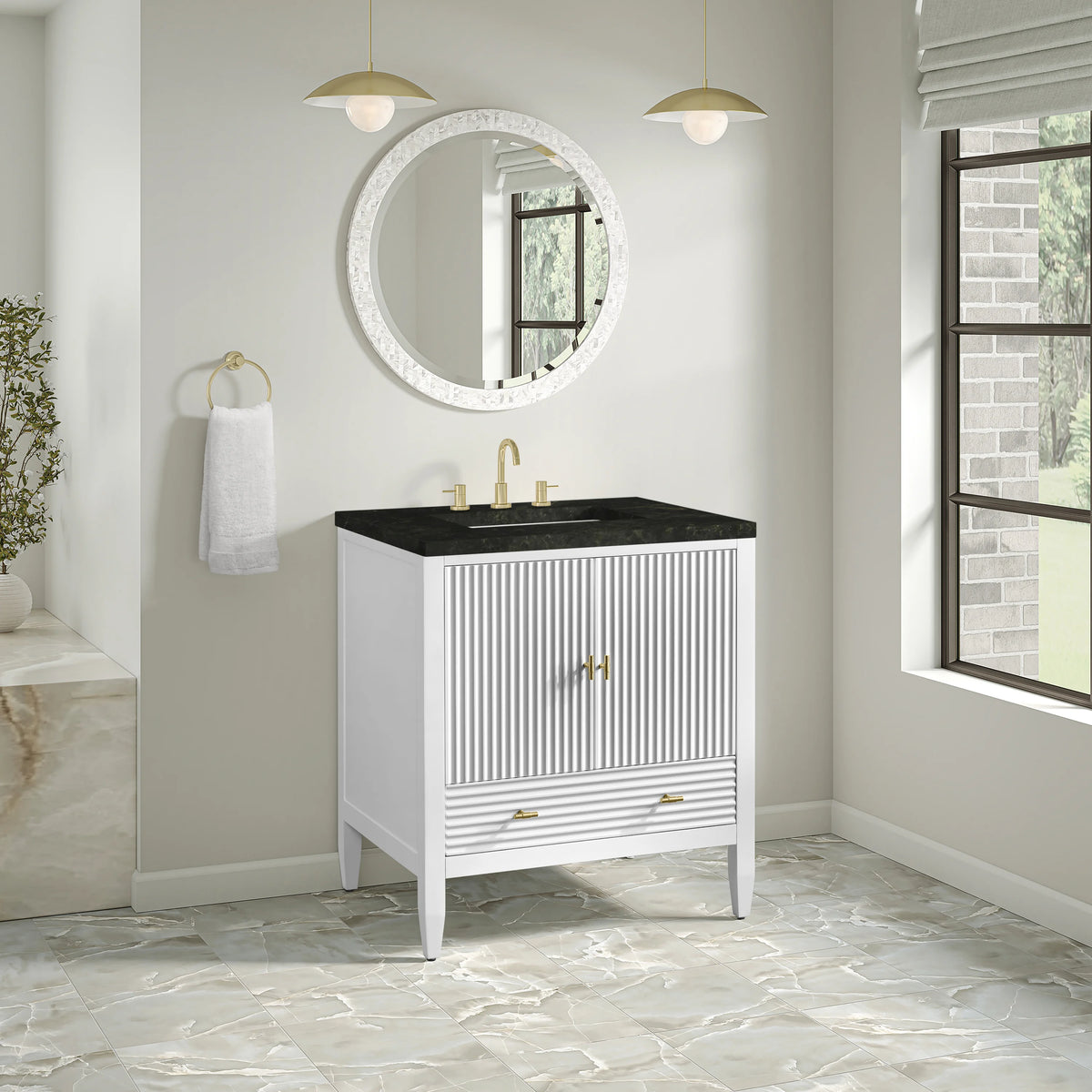 Myrrin 30" Single Vanity, Bright White w/ 3 CM Phantome Eclos Top, view 6