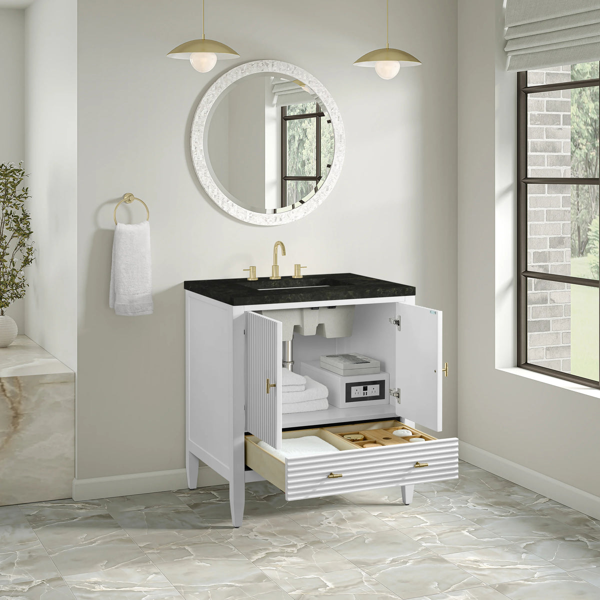 Myrrin 30" Single Vanity, Bright White w/ 3 CM Phantome Eclos Top, view 8