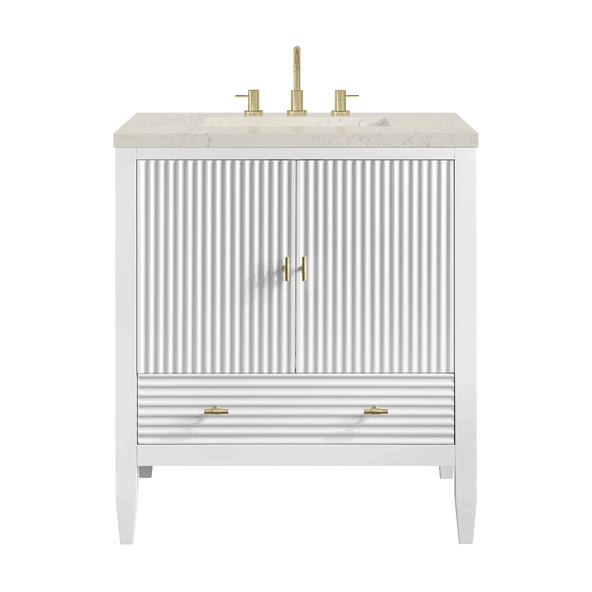 Myrrin 30" Single Vanity, Bright White w/ 3 CM Siberian Silestone Top