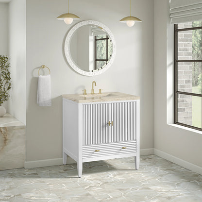 Myrrin 30" Single Vanity, Bright White w/ 3 CM Tajnar Eclos Top, view 7