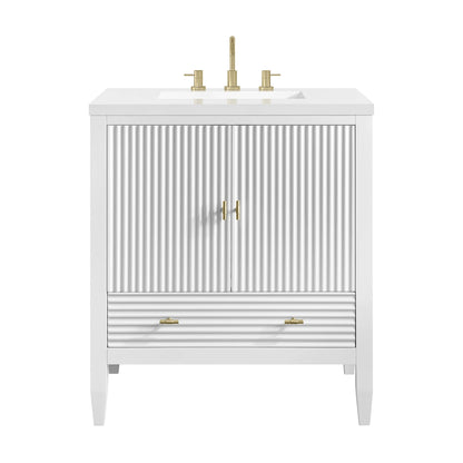 Myrrin 30" Single Vanity, Bright White w/ 3 CM White Zeus Silestone Top