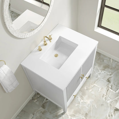 Myrrin 30" Single Vanity, Bright White w/ 3 CM White Zeus Silestone Top, view 11