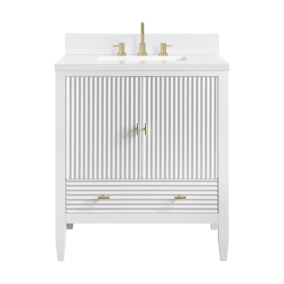 Myrrin 30" Single Vanity, Bright White w/ 3 CM White Zeus Silestone Top, view 2