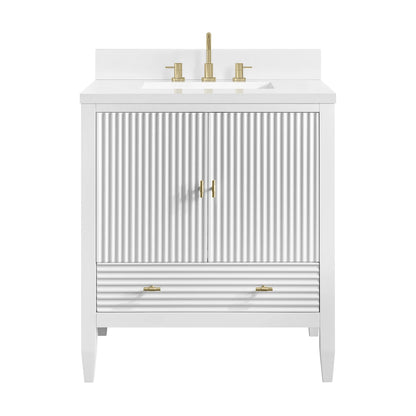 Myrrin 30" Single Vanity, Bright White w/ 3 CM White Zeus Silestone Top, view 2