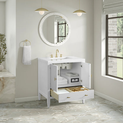 Myrrin 30" Single Vanity, Bright White w/ 3 CM White Zeus Silestone Top, view 8