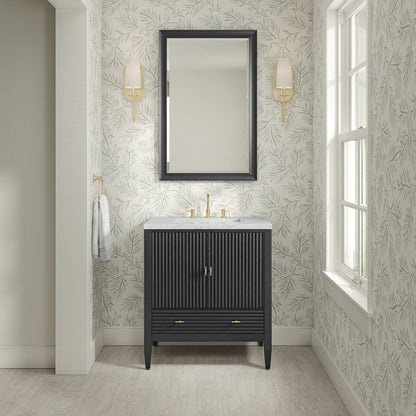 Myrrin 30" Single Vanity, Carbon Oak w/ 3 CM Ethereal Noctis Silestone Top, view 3