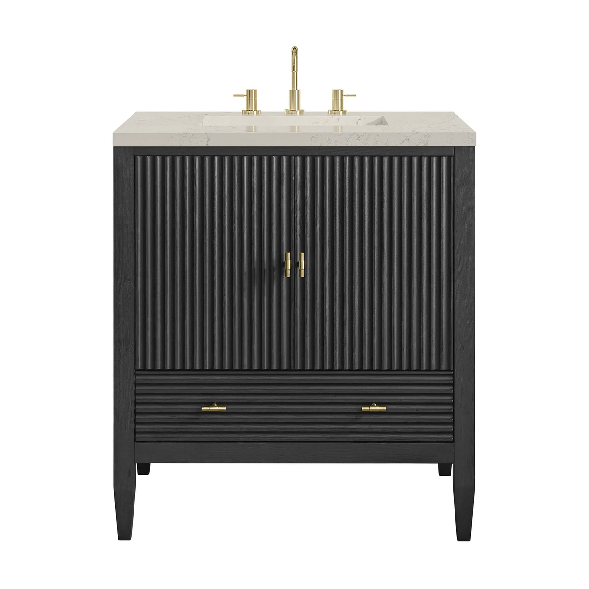 Myrrin 30" Single Vanity, Carbon Oak w/ 3 CM Siberian Silestone Top