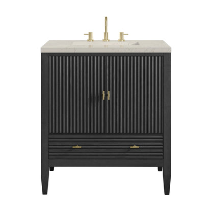 Myrrin 30" Single Vanity, Carbon Oak w/ 3 CM Siberian Silestone Top