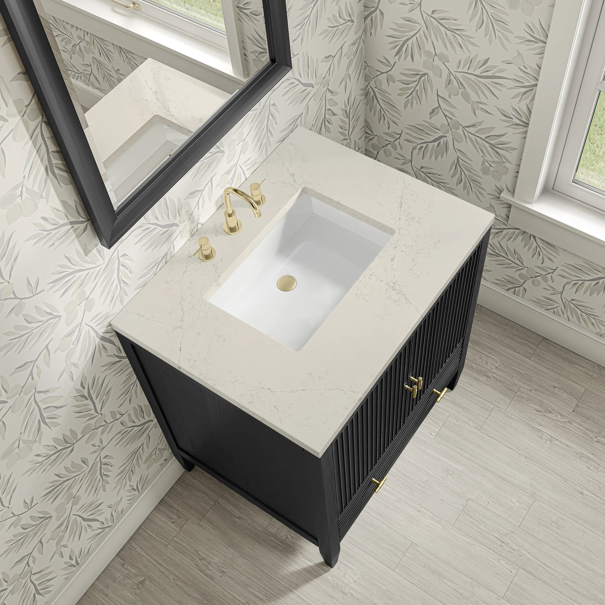 Myrrin 30" Single Vanity, Carbon Oak w/ 3 CM Siberian Silestone Top, view 11