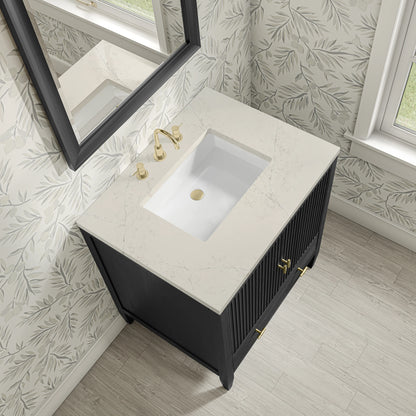 Myrrin 30" Single Vanity, Carbon Oak w/ 3 CM Siberian Silestone Top, view 11