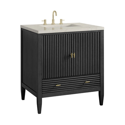 Myrrin 30" Single Vanity, Carbon Oak w/ 3 CM Siberian Silestone Top, view 14